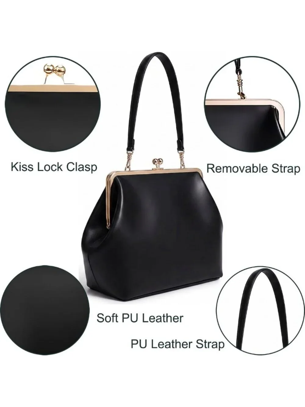 Chic Kiss Lock Tote Handbag | Stylish Underarm Shoulder Bag & Clutch Purse